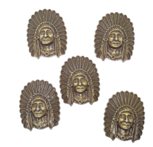Native American Style Chief Concho Conchos Brass Colored 1 1/4&quot; x 1 5/8&quot; 5 pack - £7.91 GBP