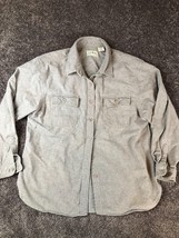 Vintage LL Bean Grey Chamois Cloth Shirt Womens LARGE  Button Up Long Sleeve USA - £16.86 GBP