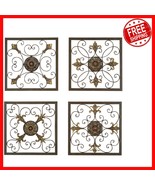 Elegant Set of 4 Antique Bronze Fleur De Lis Wall Art, Ideal for Living ... - $1,990.05 MXN