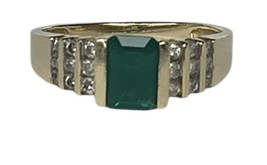 Emerald Unisex Solitaire ring 14kt Yellow Gold 423065 - £266.10 GBP