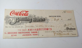 1928 Coca Cola Bottling Works Jackson Tenn Check - $54.45