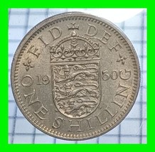 1960 Great Britain Queen Elizabeth II 1 Shilling Coin Vintage World Coin - $14.84