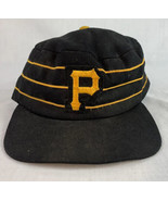 Vintage Pittsburgh Pirates Fitted Hat Pillbox Striped USA 70s MLB 6 7/8 - £31.44 GBP