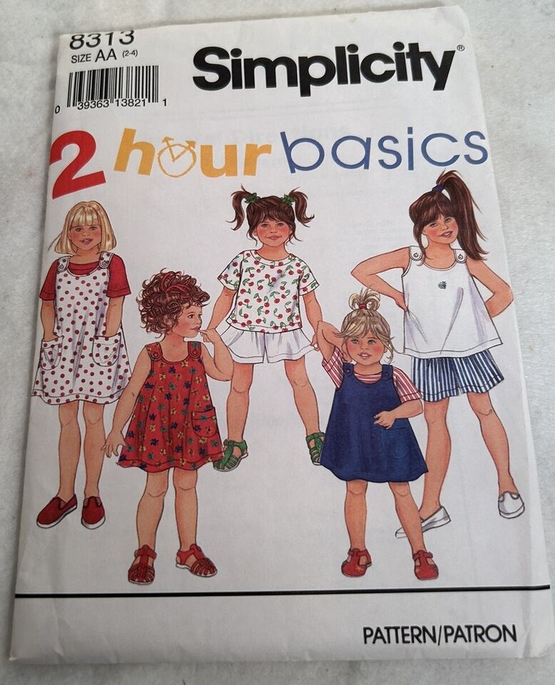 Simplicity Dress T-Shirt Shorts Jumper Top Girls Uncut Sz 2 - 4 Pattern 8313 - £4.66 GBP