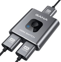 HDMI Switch 4k 60hz Splitter Aluminum Bidirectional HDMI Switcher 2 in 1 Out Man - £24.34 GBP
