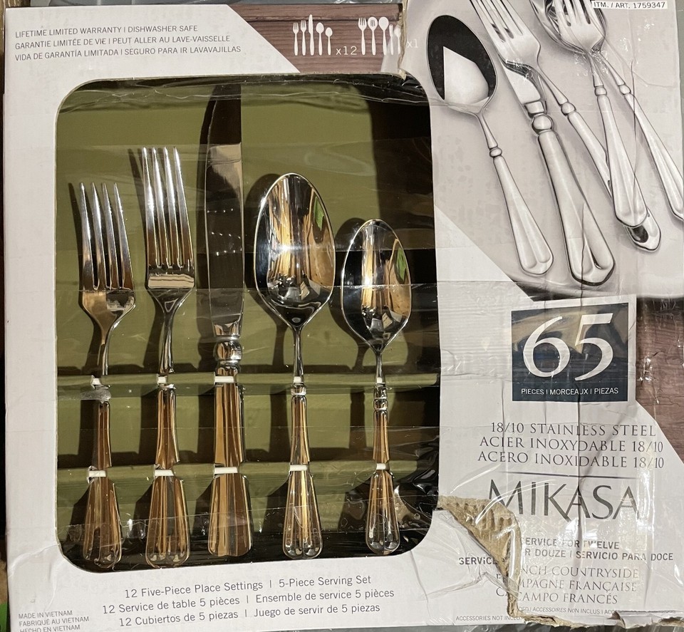 Mikasa French Countryside 65 Piece 18/10 Stainless Steel Flatware Set - $84.15