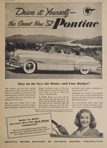 1952 Print Ad Pontiac 2-Door Cars Silver Streak Beauty White Sidewall Tires - £14.88 GBP