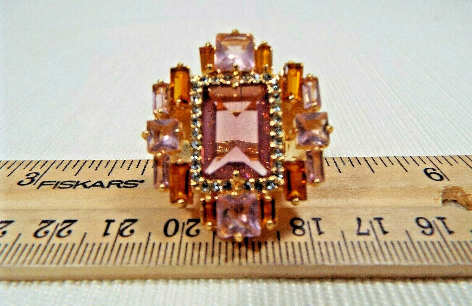Size 7 Louise et Cie 14k Gold Plated Ring Faceted Prong Set Multicolored Stones Item image 8