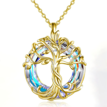 Gold Plated Tree of Life Acrylic Charm Pendant Necklace - FAST SHIPPING! - £7.96 GBP