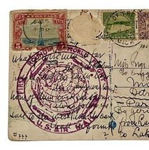 United States 1929 RARE First Round the World Flight US Airmail Postcard Cover image 3