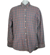 TM Lewin Button Up Shirt Mens Size M Long Sleeve Plaid Check Red Blue - £24.09 GBP
