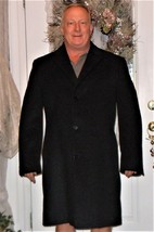 Calvin Klein 44R Wool Blend Executive Overcoat Coat Black Business Men&#39;s - £58.83 GBP