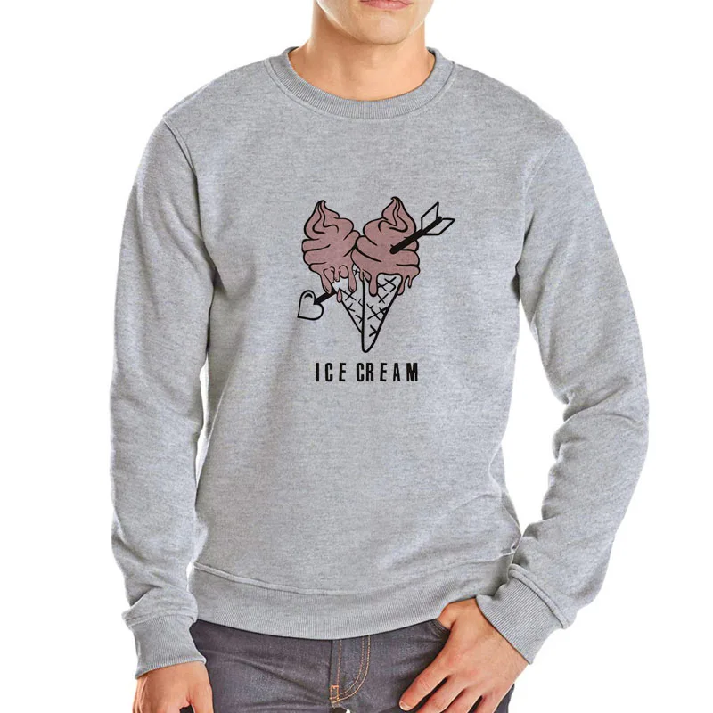 Ice Cream Hoodies Pink Lovers  Spring Outwear Pullover Casual Hoodie Men soft Co - £105.32 GBP
