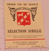 Vintage Grand Vin De France Selection Sibille Label Wine unused - £4.74 GBP