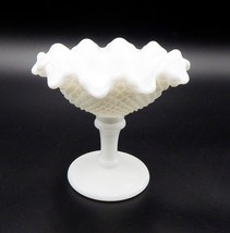 Westmoreland Milk Glass Compote English Hobnail Ruffled Edge Candy Pedestal - £16.07 GBP