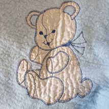 Quiltex Vintage Blue Acrylic Baby Blanket Teddy Bear Satin Trim 36 x 43”... - $38.58