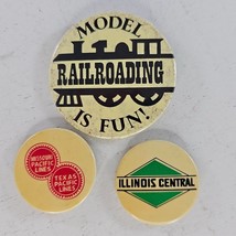 Vintage Model Railroading Is Fun Button Pin Set Illinois Central Missouri Texas - £7.85 GBP