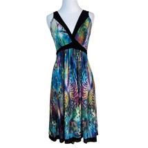 Elana Kattan Dress Womens XS Colorful Sleeveless Mesh Abstract Pleated L... - £39.60 GBP