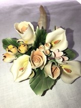 Ceramiche Porcellane Capodimonte Bouquet of Roses Savastano Italy 6&quot; L x 3.5&quot; H - £23.96 GBP