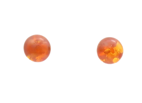 925 Sterling Silver Vintage Earrings Cabochon Round Amber Studs  EG12950 - $24.82