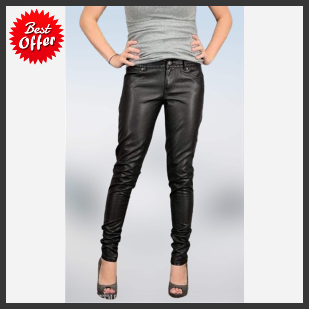 Women&#39;s Leather Pants Genuine Lambskin Leather Party Skinny Legging Trou... - $117.50