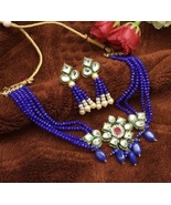 Blue Choker Set Kundan Choker Set Handcraft Necklace Set Women Choker Se... - $28.99