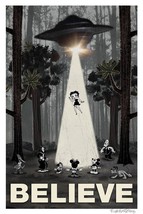 I Want to Believe UFO Flying Saucer X-Files Poster/Print Betty Boop cartoons - £14.99 GBP