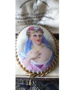 Vintage Genuine LIMOGES Hand Carved and Hand Painted Portrait Brooch - V... - £69.82 GBP