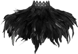 Women&#39;s Feathers Shawl Scarf Fashion Shawl Scarf Wire Harness Punk Gothi... - £31.65 GBP