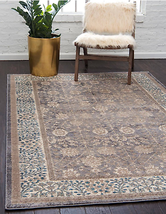 Grey Ivory Blue Floral Traditional Oriental Rug - 5X8 Feet - £108.85 GBP