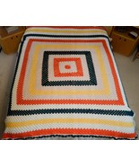 Vintage Hand Crocheted Multicolor Blanket Bedspread Coverlet 80 x 82&quot; - £43.49 GBP