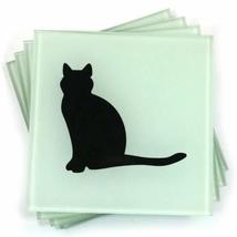 Set of 4 Black Cat Glass Coasters - £6.37 GBP