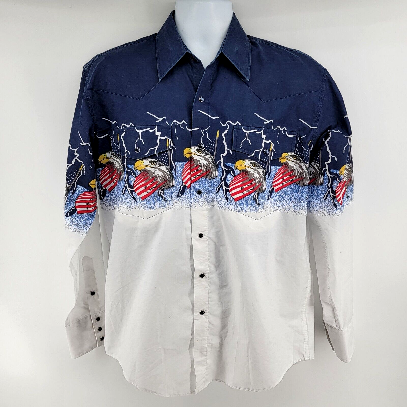 Primary image for Vintage High Noon Eagle Pearl Snap Western Long Sleeve Shirt Size Medium