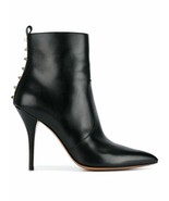 NIB AUTH VALENTINO GARAVANI Rockstud Black Leather Boots Bootie Shoes He... - $890.99