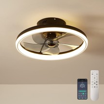 Black Ceiling Fan With Light - Modern Ceiling Fan Lights With Remote 20In - £98.24 GBP