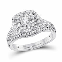 14kt White Gold Princess Diamond Bridal Wedding Ring Set 1 Ctw (Certified) - £1,549.80 GBP