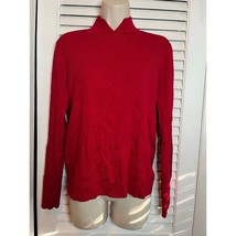 Coldwater Creek split neck silk blend turtleneck M Excellent Fall Red Soft ribbe - £10.87 GBP