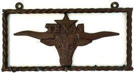 Tx Longhorn 5 Hook Rack Hanger Western Heavy Rustic Metal 14.5&quot; x 2.25&quot; New - £15.37 GBP