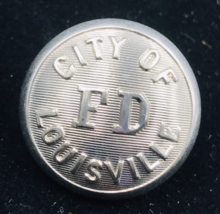 1890&#39;s City of Louisville FD Fire Department Silver Tone Brass Button 7/... - $45.65