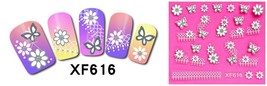 Nail Art 3D Stickers Stones Design Decoration Tips Butterfly White Black XF616 - £2.28 GBP