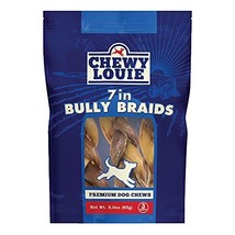 CHEWY LOUIE 7&quot; Braided Bully Sticks - 100% Beef Treat, No Artificial Preservativ - £17.39 GBP