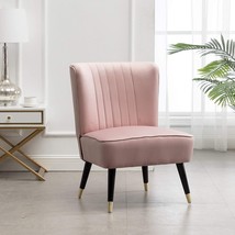 Roundhill Furniture Elon Velvet Upholstered Accent Chair, Pink - £98.11 GBP