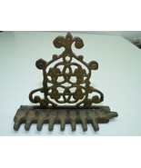 Old Vintage HandSawn Brass Judaica Moroccan Chanukah Menorah Clover Leaf... - $100.94 CAD