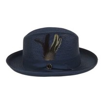 Men Bruno Capelo Summer Spring Soft Straw Style Hat Godfather GF204 Navy image 3