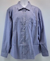 F) Merona Men Button Down Blue Plaid Pattern Dress Shirt XXL - $14.84