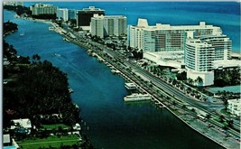 Aerial View Postcard Hotels along Indian Creek and Atlantic Ocean Miami Beach Fl - £6.95 GBP
