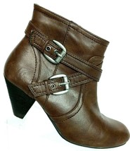 Steve Madden Women&#39;s Viccee Brown Leather Side Zip Ankle Boots Size 7 M - £31.15 GBP