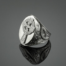 925 Men&#39;s 925 Sterling Silver Trinity Triquetra Celtic Cross Ring- All /Any Size - £94.85 GBP+