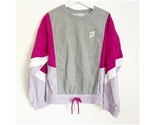 Peloton Chic Fabric Mix Pink Purple Gray Pullover Color-block VGC Cotton... - $22.99