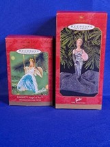 Lot Of 2- Hallmark Keepsake Ornaments &#39;00 Barbie Angel Of Joy &amp; 40th Anniversary - £16.92 GBP